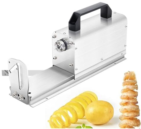 Affettatrice a spirale per patate da 40 W, tagliapatate automatico in acciaio inox Tornado, affettatrice professionale per patate, affettatrice elettrica per patate, per famiglia/cucina/snack bar, 1