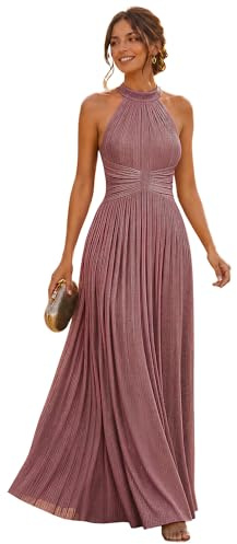 Ever-Pretty Prom Dress Halter Neck Pleated Glittery Formal Evening Dress with Empire Waist 41961