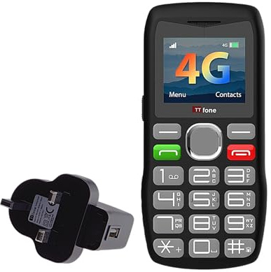 TTfone TT890 4G Senior Phone – Easy to Use Big Button Mobile Phone with Emergency Assistance Button, USB-C Charging, Bluetooth, Camera - Three with Mains Charger