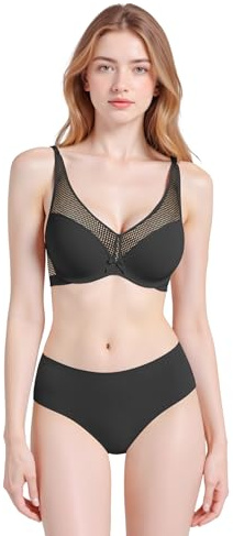 POWER FLOWER Soutien-Gorge Push-up à Armatures pour Femme – Couvrance Totale, Design en Tulle, Confortable et offrant Un Bon Maintien (2362-Black, 34B)
