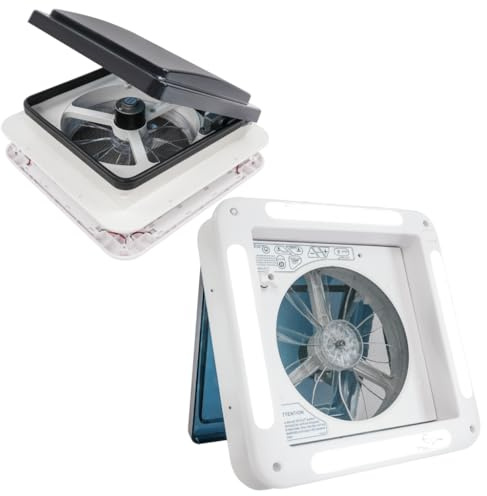Ventilatore da tetto per camper, 15 W, ventilatore da tetto, ventilatore per auto, accessorio estremamente silenzioso, ventilazione continua, semitrasparente, resistente ai raggi UV, 36 x 36 cm