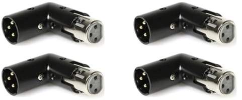 Iyalezirk 4 stycken XLR 3-stifts vinkeladapter XLR justerbar adapter -hona till 90 graders nickelpläterad 3-stiftskontakt för ljud