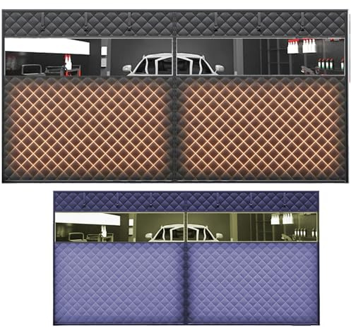 Rideaux De Porte De Garage Pour L'Hiver | Kit D'Isolation Magnétique Thermique | Couverture Imperméable, Coupe-Vent & Phonique Avec Fenêtre Transparente(Noir,W250 x H250cm)