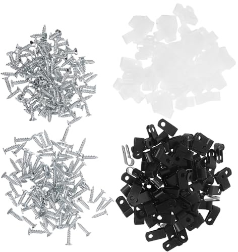 TINEASUR 200 Pezzi Morsetti per Cavi Tipo R 64 MM in Nylon con Viti Clip Portacavi per Montaggio Luci a Corda e Fissaggio Cavi Elettrici Kit Fissaggio per Organizzazione ed Esterni