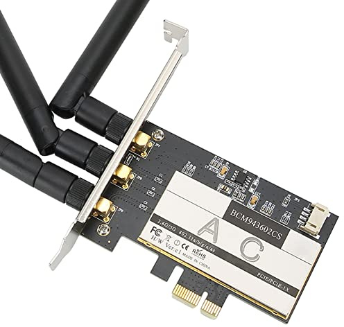Acouto Tarjeta Inalámbrica 802.11AC WiFi + para 4.0 Tarjeta WLAN de Escritorio PCI E + 3 Antenas BCM943602CS Instantánea La de Conmutación con Red de Soporte Es para Wi-Fi X Wireless