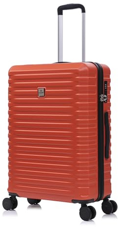 Rocklands Medium Suitcase Hard Shell Lightweight 4 Dual Spinner Wheels Trolley Luggage Suitcase Hold Check in Luggage TSA Combination Lock (Orange, Medium 24)