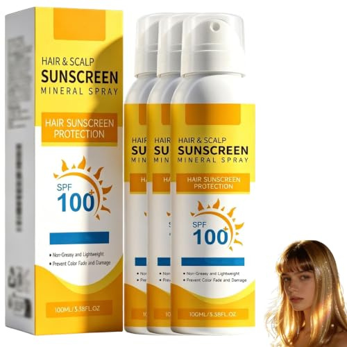 Spray Solaire Pour Les Cheveux Et Le Cuir Chevelu, Protection Solaire Pour Le Cuir Chevelu, Protection Solaire Pour Les Cheveux, Spray Protecteur Solaire Pour Les Cheveux, Non Gras, Hydratant (3PCS)