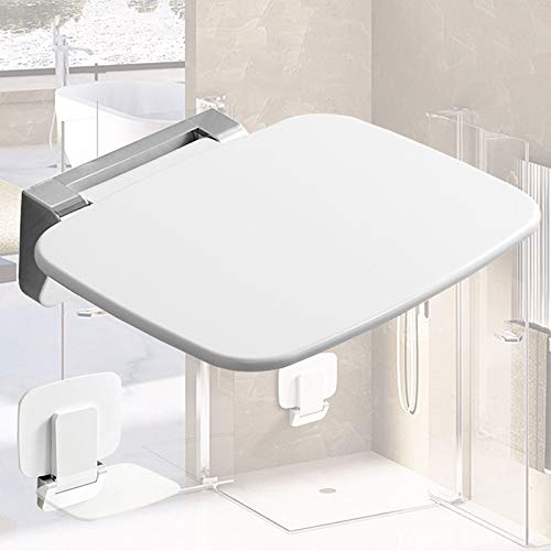 RTEY Duschklappsitz, Wandmontage Duschsitz Klappbar Duschhilfe Dusche Klappsitz Klappbar, Grau-Weiß, ABS, Edelstahl