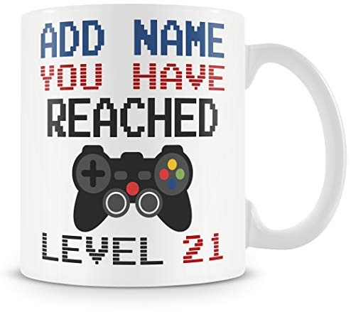 MUGGZ 21st Birthday Gamer Mug – Personalised with Name – Video Game Design