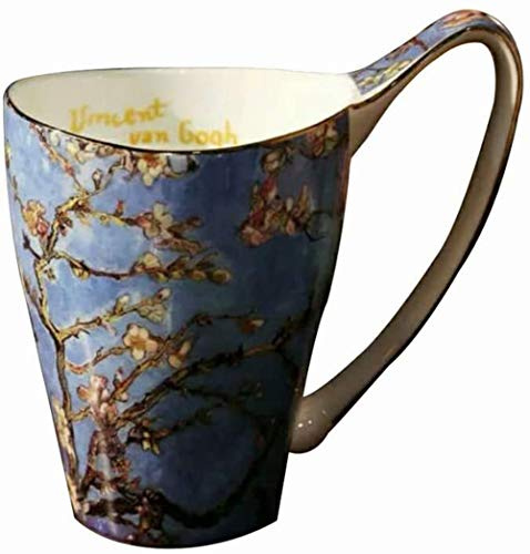 YBKTEX Bone China Teacup, 16oz- Van Gogh's Paintings (Apricot Flower)