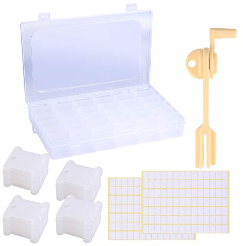 100 Stk Stickgarn Spulen, Stickgarn Karten Kreuzstich Garnkarte, Stickgarn Spulen Aufbewahrungsbox, mit Garnwickler, Leere Aufkleber, für DIY Basteln Nähen Aufbewahrung Zubehör