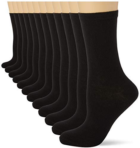 FM London Calcetines escolares (paquete de 12), Calf Socks para Unisex Niños, Negro, 27-30