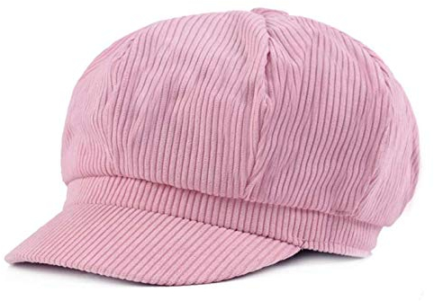 CHENNUO Schirmmütze Damen Winter Kappe Beret Cabbie Newsboy Cap Ballonmütze Bakerboy Mütze (Rosa)