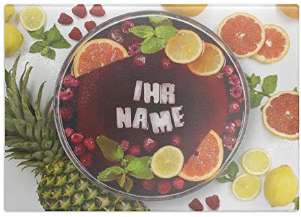 printplanet - Glas-Schneidbrett mit Namen oder Text selbst gestalten - Frühstücksbrettchen Personalisieren und Bedrucken – Motiv: Bowle