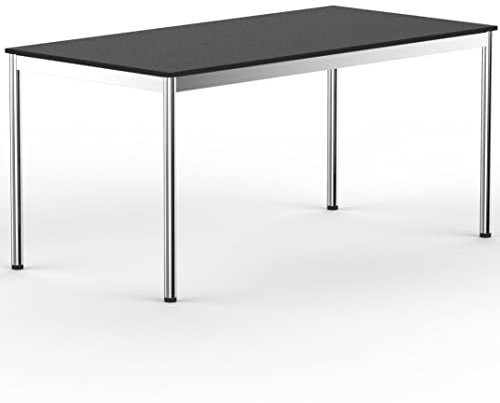 VERSEE SYSTEM8X Höhenverstellbarer Schreibtisch 150 x 60 cm in Schwarz - Für Büro/Home-Office im Metall Chrom Design