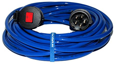 Hilark Verlängerungskabel H07BQ-F 5g2,5 mm (5x2,5 mm²) 400V 16A IP44 Blau - Polyurethan-Kabel für Baustellen, Industrie, Aussenbereich (50 meter, Blau)