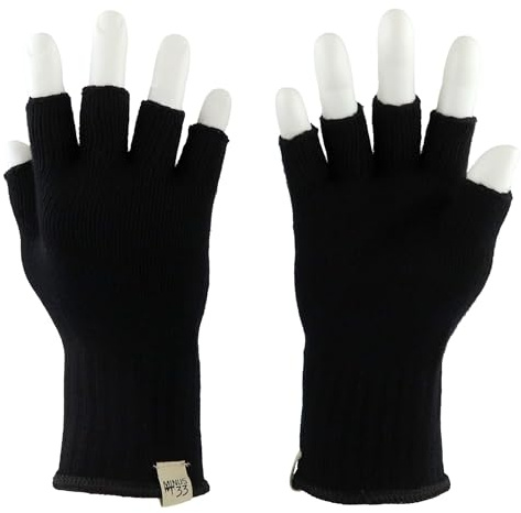 Minus33 Merino Wool Guanti senza dita per vestiti., Nero , L