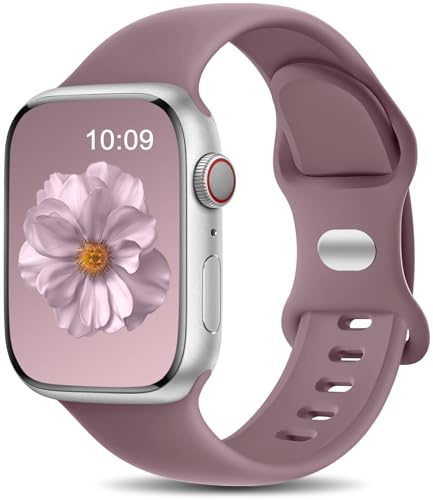 Charlam Compatible avec Bracelet Apple Watch 40mm 41mm 38mm 42mm (Serie 10 11) pour Femme Homme, Sport Bracelets en Silicone pour iWatch SE Serie 11 10 9 8 7 6 5 4 3 2 1 SE 3, Fumée Violette