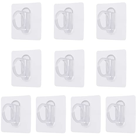INCREWAY Adhesive Round Hooks, 10PCS Durable Acrylic Self Adhesive Hooks Wall Hooks Nail Free Hooks for Kitchen Bathroom