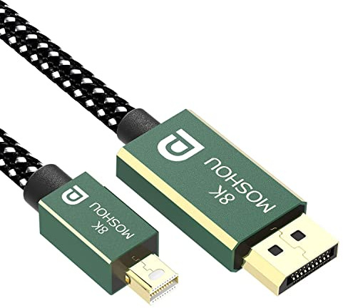MOSHOU Câble Mini DisplayPort vers DisplayPort 2.0 (8K @ 60Hz 4K @ 144Hz/120Hz) DP 2.0 Câble de transfert bidirectionnel DP vers Mini DP/Mini DP vers DP 8K HDR (3 m)