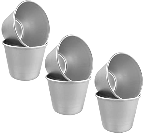 Mini Moldes de Pudín,6 PCS Moldes de Tarta de Huevo Antiadherentes Molde de Pudín de Aluminio Molde para Magdalenas para Hacer Muffin Cupcakes y Mucho Deliciosos Postres