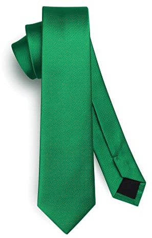 HISDERN Green Tie Silk Skinny Tie Slim ties For Men Solid NeckTie Classic Formal Tie For Business Wedding(6cm)