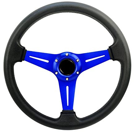 Für Golf 4 Modifiziertes Lenkrad 14 Zoll 350 Mm Aluminium-Sportlenkrad Mit Beweglichem Ruder (Farbe : Blau)