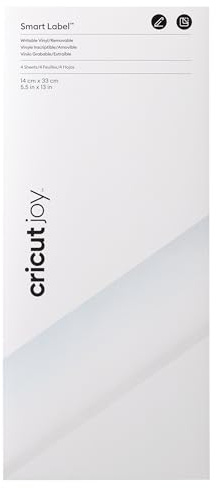 Cricut Joy Smart Label beschreibbares Vinyl, abnehmbar, transparent, 33 cm, 4 x selbstklebende Vinylbögen, für die Verwendung mit, 2010003, Weiß, 33cm (13)