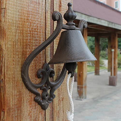 Türglocke Gusseisen Glocke Traditionelle Eisenguss-Türklingel, Manuell Zu Bedienende Klingel für Drinnen und Draußen/Garten/Hof/Lebensmittelgeschäft, Wandbehang