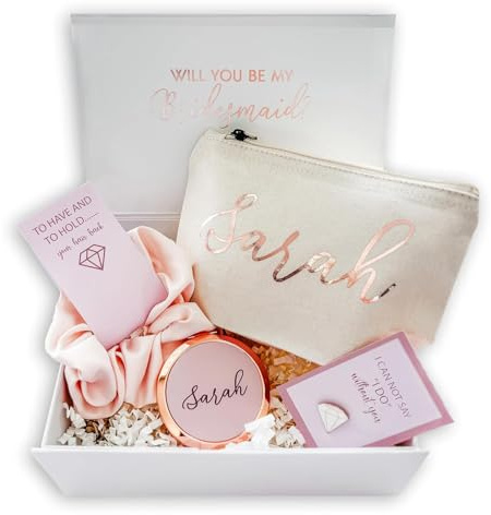Pink Positive Personalisierte „Willst du meine Brautjungfer sein?“ Geschenkbox – Luxus gefüllte Brautjungfern-Geschenkbox für JGA – Elegantes Andenken für die Hochzeitsgesellschaft (Pink)