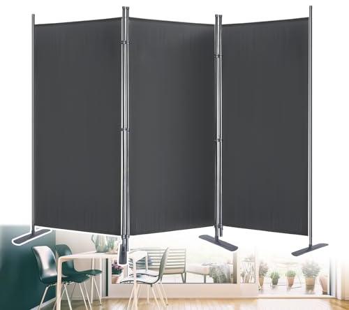 JOIEYOU Paravent Outdoor Sichtschutz Trennwand 3 Teilig 275x180cm Raumtrenner mit Flache Füße Anti-UV Wetterfest Raumteiler Garten für Büros Balkon, Anthrazit