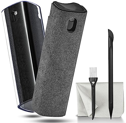 2 Packs de nettoyants pour écrans d'ordinateurs Portables et de Voitures, Kit de Nettoyage pour téléphone Portable, Tablette, PC, Ordinateur, LCD, Lunettes, iPhone, iPad, Mac Pro - Noir et Gris