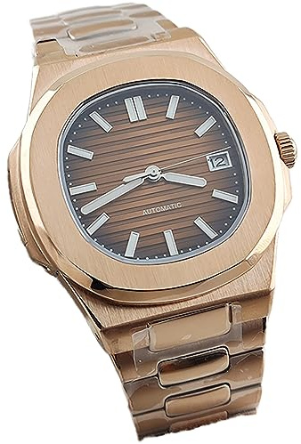 NH35 Logo NH35 Caja Nautilus Watch 40mm Hombres Mecánicos Relojes Mecánicos Acero Inoxidable Movimiento Instalación de Reloj NH35, Rose Coffee, Brazalete
