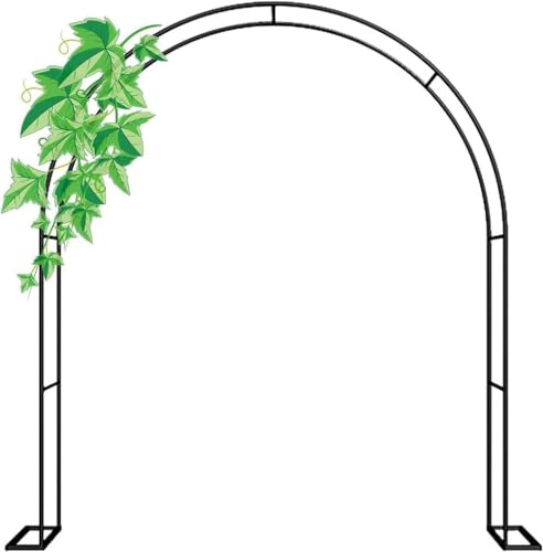 MISKYN Arco De Jardín De Metal con Base, Arco De Boda Interior/Exterior Duradero Arcos Decorativos para Rosas Plantas Trepadoras,Blanco,W3.5M*H2.2M