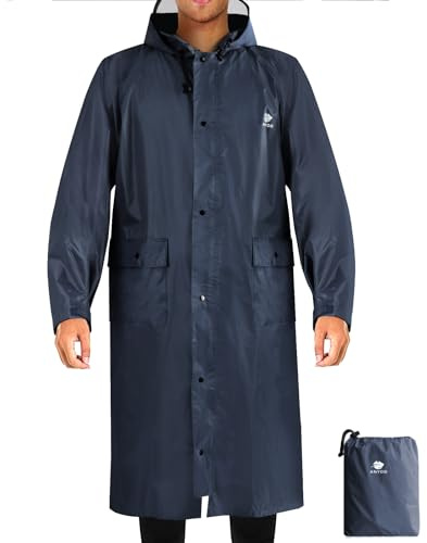 ANYOO Unisex Impermeable Ligero Portátil Con Capucha Poncho de Lluvia Compacto Reutilizable con Mangas para Mochilero Senderismo Acampar Al Aire Libre, Talla única, Gris