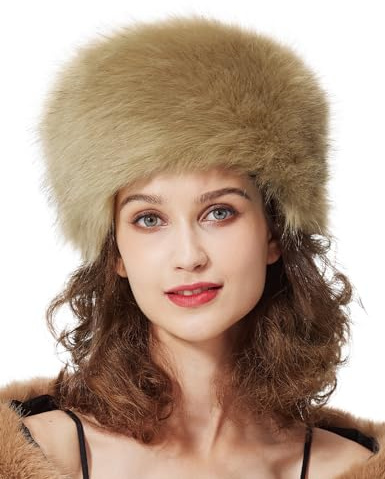 BEAUTELICATE Kunstpelz Mütze Damen Pelzmütze Winter Cossack Russische Mütze Kuschelig Fellmütze Warm für Reise Skifahren Schwarz Weiß