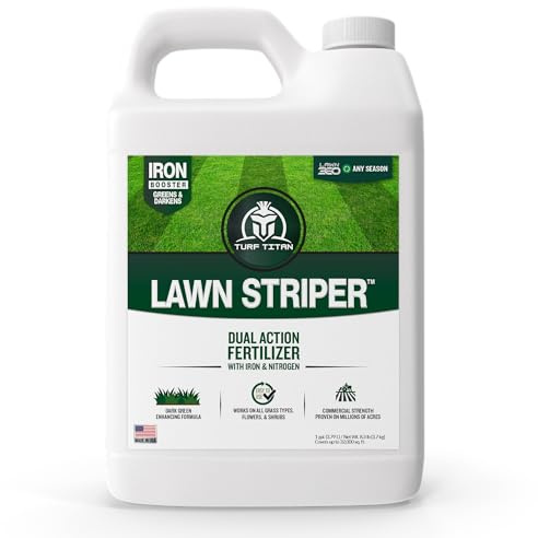 Turf Titan Lawn Striper 1 Gallon- Iron & Nitrogen Fertilizer to Promote Dark-Green, Stripe-Defined Turfs - Kids & Pet Safe, Natural Lawn Fertilizer - Green Grass Fertilizer - Covers up to 32,000 Sq Ft