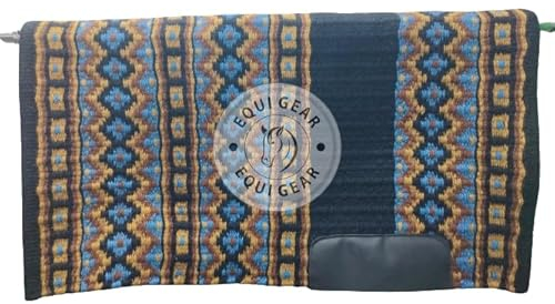 EQUIGEAR Western Show Horse Satteldecke aus neuseeländischer Wolle, Western-Design, handgefertigte Satteldecke, Wollpolster, Sensor Flex (Anpassung möglich) AQ101 (34 x 33)