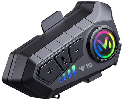 BTQILEYOO Y10 Motorcykelhjälm Bluetooth-headset, Bluetooth 5.3 hörlurar, smart brusreducering, hiFi-ljudkvalitet, IPX6 vattentät, 2 olika typer av mikrofon, kompatibel med alla hjälmar