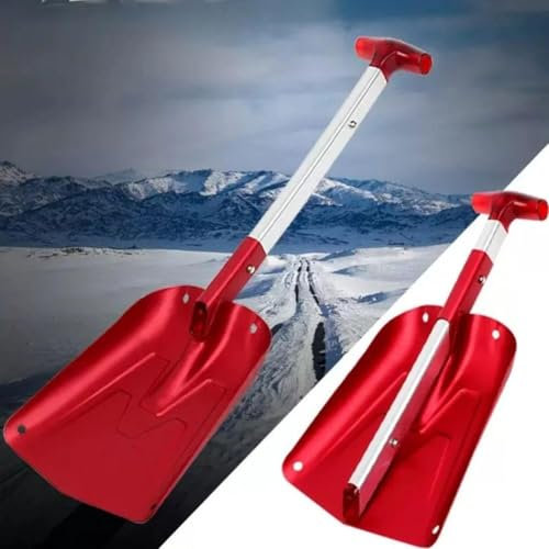 kkiuop Collapsible 3 in 1 Aluminum Compact Multi-Purpose Snow Shovel, Heavy Duty Telescopic Snow Shovel for Driveway, for Snow Removal in Car, Van, SUV, Truck, Snowmobile Accessories
