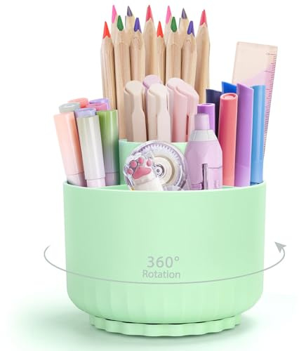 Ritte 360 Grad Drehbar Stiftehalter, Rotierende Stiftehalter Schreibtisch Organizer mit 5 Fächern Für Büro Schule Bleistift und Andere Schreibwaren Aufbewahrung (Grün)