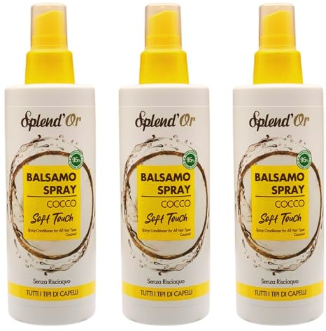 Balsamo Spray Soft Touch al Cocco, Senza Risciacquo, Dona ai tuoi Capelli Morbidezza e leggerezza. Per Tutti i Tipi di Capelli 200ml (3 Unità)