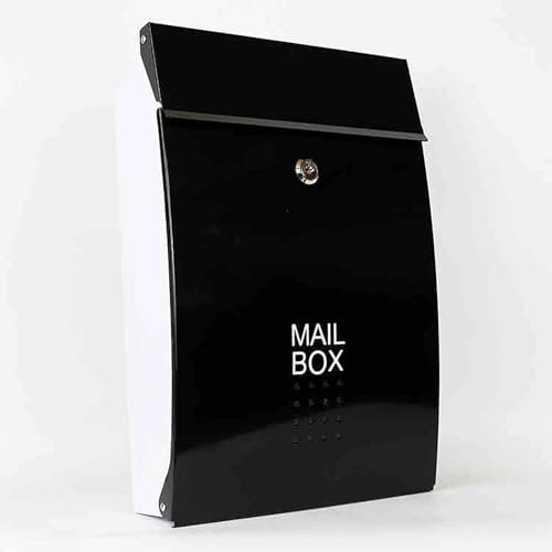 YCXJB Cassette Postali da Parete per Esterni, Cassetta della Posta in Ferro Battuto con Serratura, Cassette Postali Condominiali, Cassetta Postale da Esterno Residenziali 26 * 7 * 38 cm(Black)