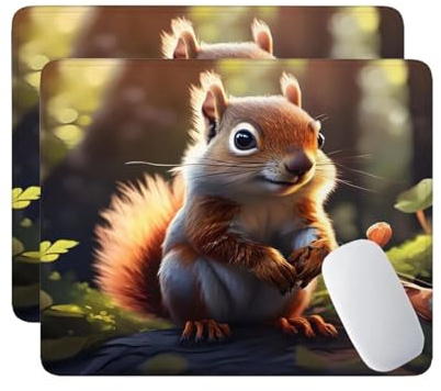 2 Pack Mauspad, Mousepad Eichhörnchen, Mousepads mit Vernähte Kanten, 180x230 mm Mouse Pad mit Anti-Rutsch-Gummiboden,wasserdichte Verschleißfest Strapazierfähig Mauspads, Gaming Mousepad S-902