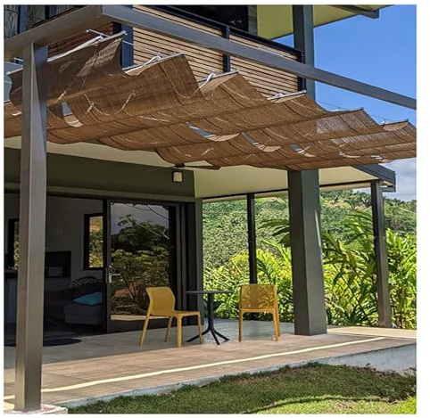 Vela Parasole Ondulata Retrattile,Vela Ombreggiante Retrattile，vela d'ombra del'onda，Protezione Solare Vela Parasole per Esterno Giardino Terrazza Ponte，personalizzabile(W3*L6m/W9.84*L19.68ft)