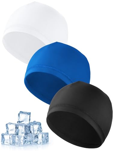 MELLIEX 3 Pezzi Sottocasco Bici Estivo, Berretto Skull cap in Seta Ghiaccio Traspirante Leggero Sottocasco Sportivo Notte per Uomo Donna