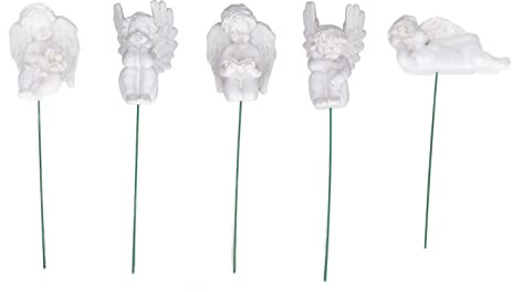 Yuecoom WEIßER Engel Cupid Harz FIGURIN Garten DEKORATIONS Set