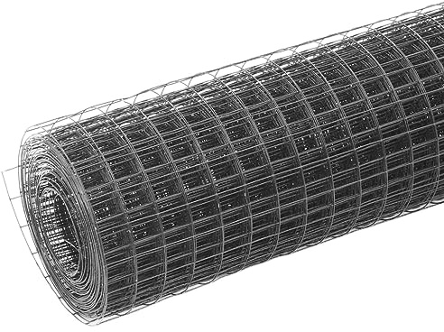 Clôture métallique avec revêtement en PVC - 25 x 0,5 m - Gris - Barrière stable pour jardin, enclos d'animaux et bordures de terrain - Résistant aux intempéries et durable