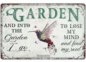 VGRDTW Garden Signs, Signs & Plaques, Garden Signs and Plaques for Outside, Personalised Decor Metal Sign Rustic Iron Tin, Outdoor Patio Yard Decoration Gifts for Women, Plant Lovers, 9.84×4.92inch