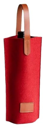 YGLONG Flaschentüten 2-teilige Weintasche aus Filz for einzelne Flaschen, isolierte Tragetasche, Weintragetasche, gepolsterter Weinkühler, Geschenk for Weinliebhaber oder zur Hochzeit(Red)